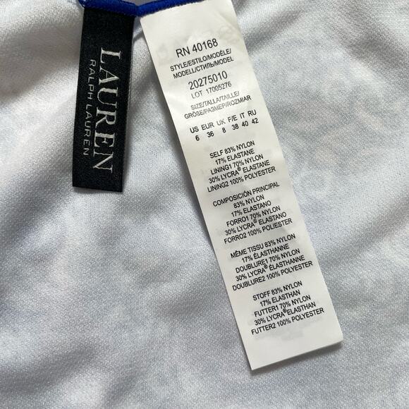 Ralph Lauren ARTISANAL WOODBLOCK Ruffled Tummy-Control Swimsuit US 6 - Picture 9 of 10